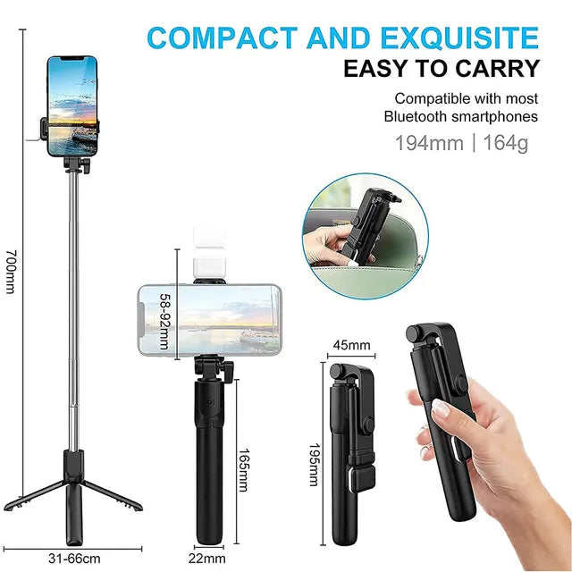 Adjustable Bluetooth Selfie Stick for Mobile with Remote